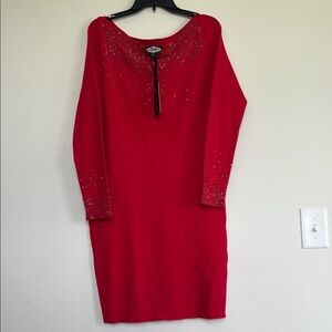 Oliver.o Elegant Red Dress with Embellishments